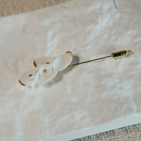 Handcrafted White Magnolia Ceramic Lapel Pin