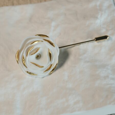 Handcrafted White Camellia Ceramic Lapel Pin