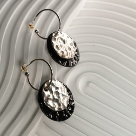 Hammered Double Disc Ceramic Earrings