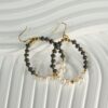 andmade Natural Pearl & Black Ceramic Hoop Earrings