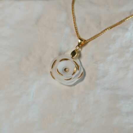 Handcrafted White Camellia Ceramic Necklace