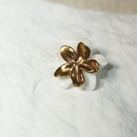 Handcrafted White Five-Petal Flower Ceramic Stud Earrings